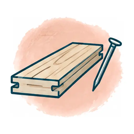 Schematic: Solid, sanded and finished in place