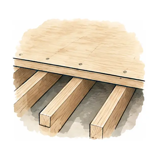 Schematic: Wood subfloor (raised foundation or upstairs)